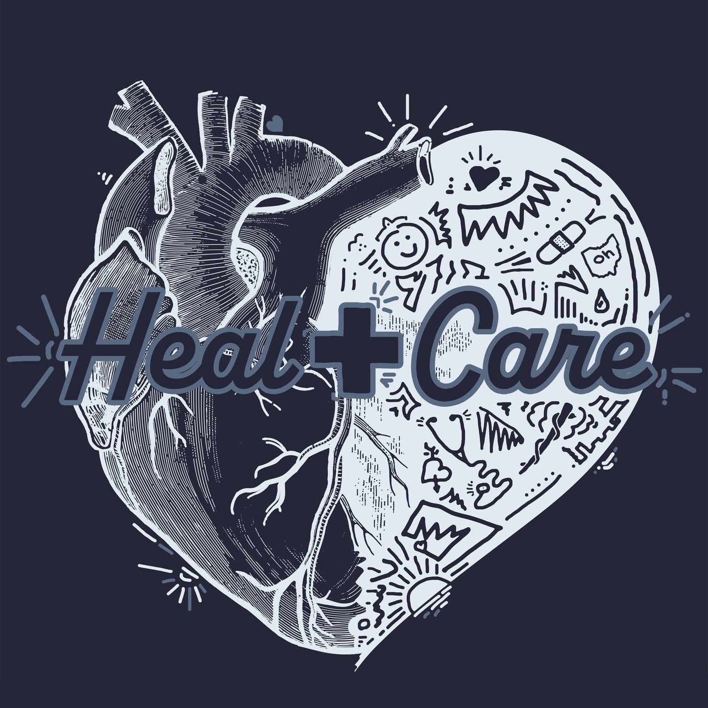 Heal + Care T-Shirt | Light Blue | Unisex Crew Neck
