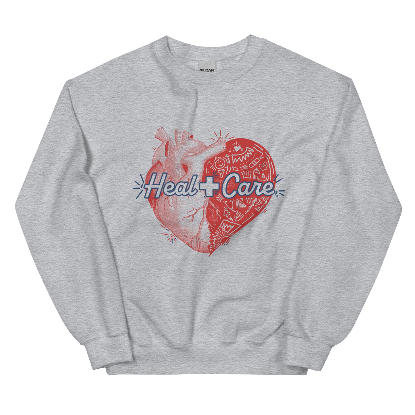 Heal + Care Sweater | Red | Unisex Crew Neck