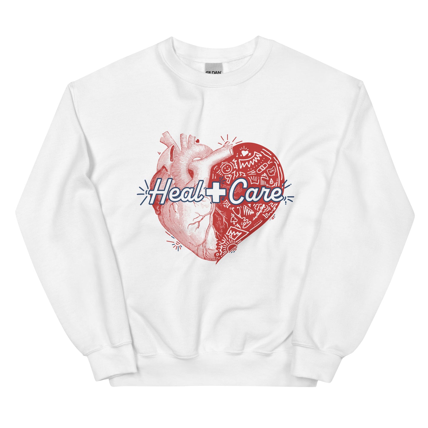 Heal + Care Sweater | Red | Unisex Crew Neck