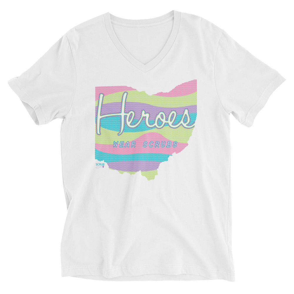 Heros Wear Scrubs Tee | Multi | Unisex V-Neck